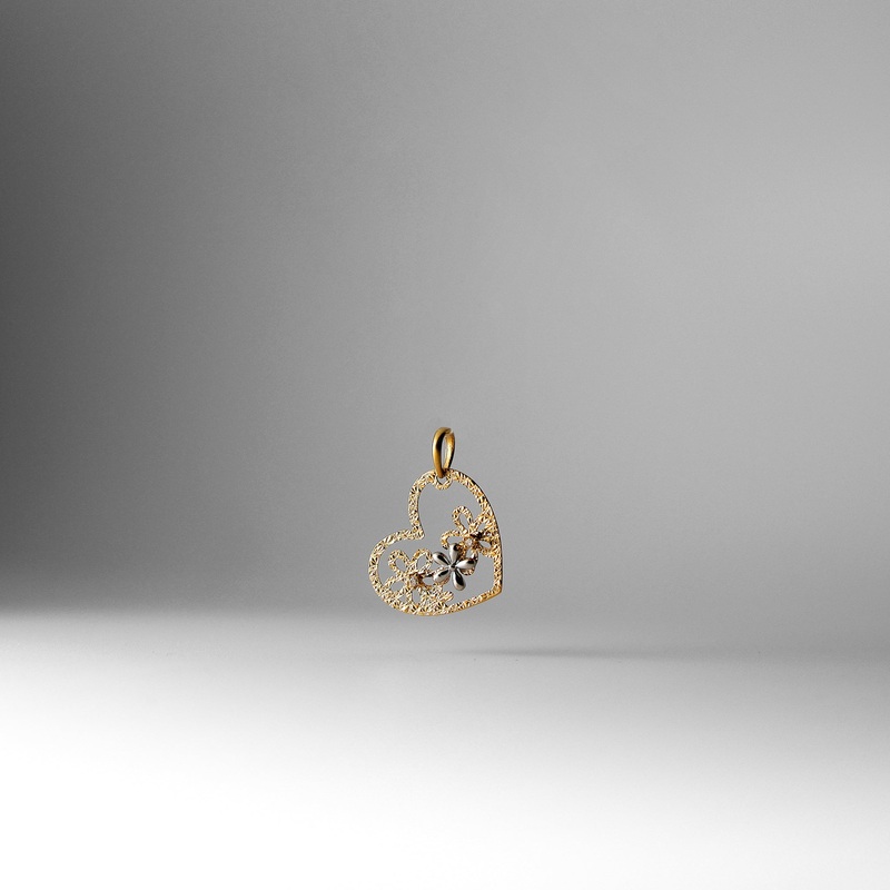 Gold Flower Heart Pendant With Cubic Zirconia – Model 753