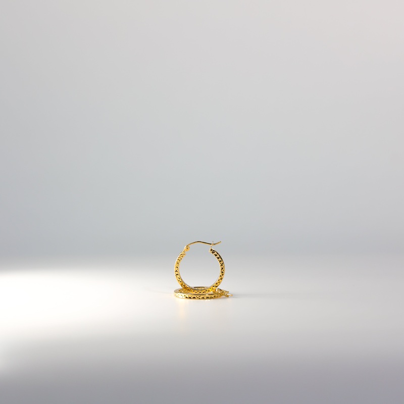 Gold Huggie Hoop Earrings Diamond Cut 19MM Width – Model 940