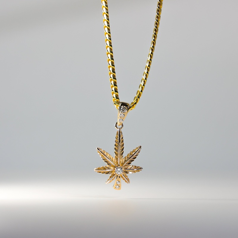 Gold Large Marijuana Leaf Pendant – Model 1570