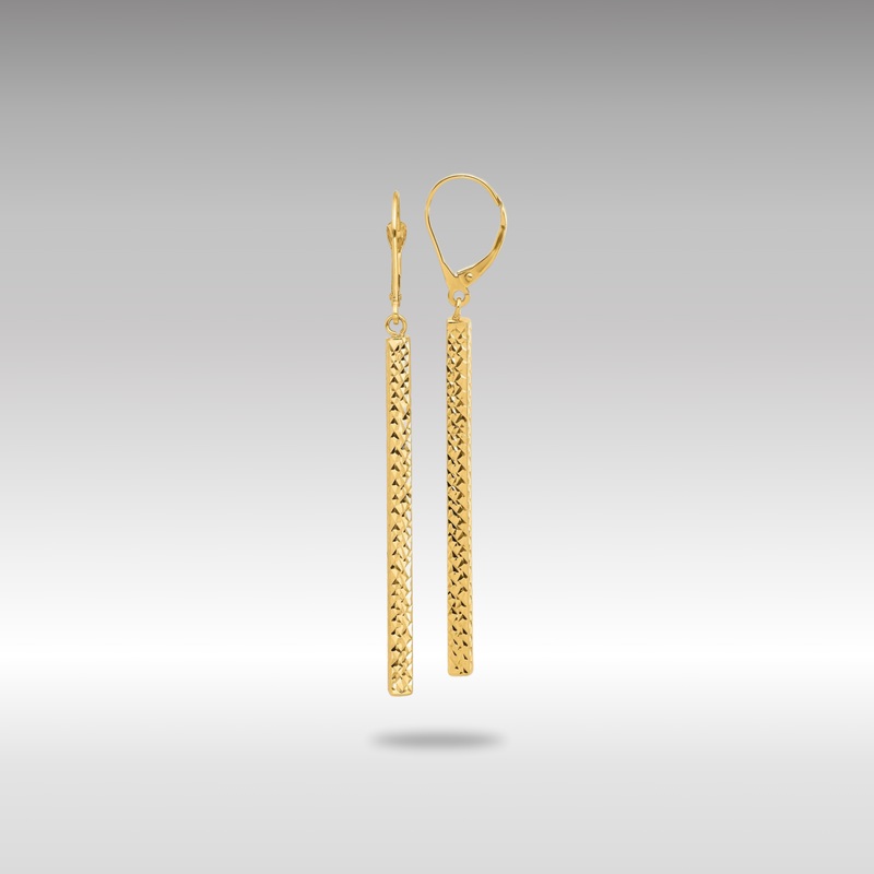 Gold Leslie’s 14K Polished and Diamond-cut Bar Dangle Leverback Earrings – Model LE2412