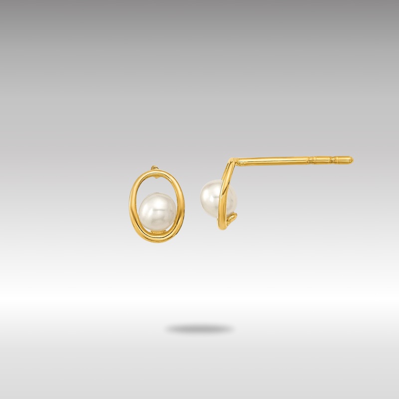 Gold Madi K Polished Oval with FW Cultured Pearl Post Earrings – Model SE3039