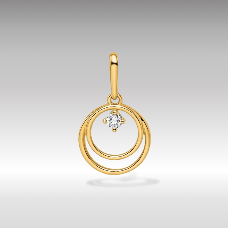 Gold Mini Fancy CZ Circle Pendant