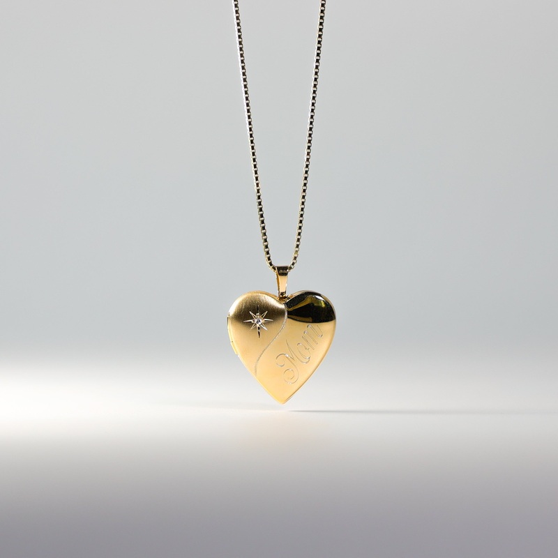 Gold “Mom” Engraved Heart Locket Pendant For Mom – Model 2028
