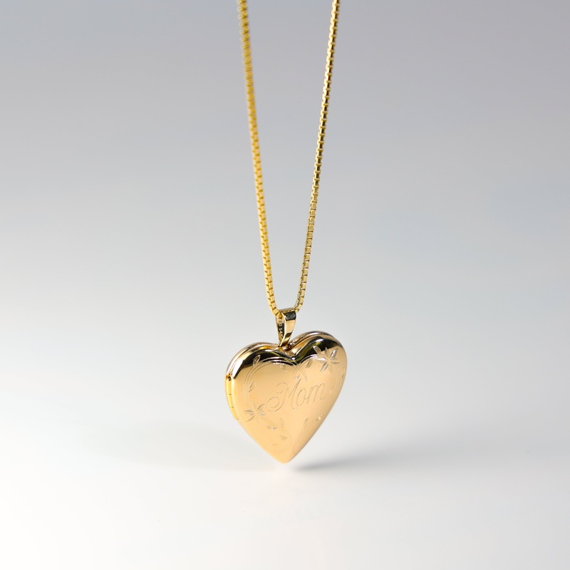 Gold “Mom” Engraved Heart Locket Pendant – Model 2027