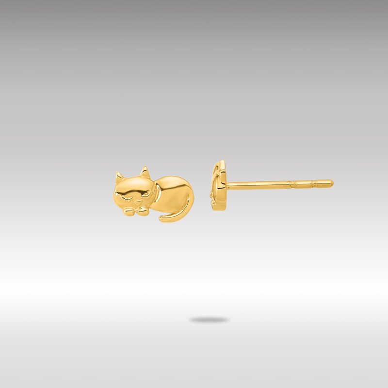 Gold Polished Cat Post Earrings – Model YE2104