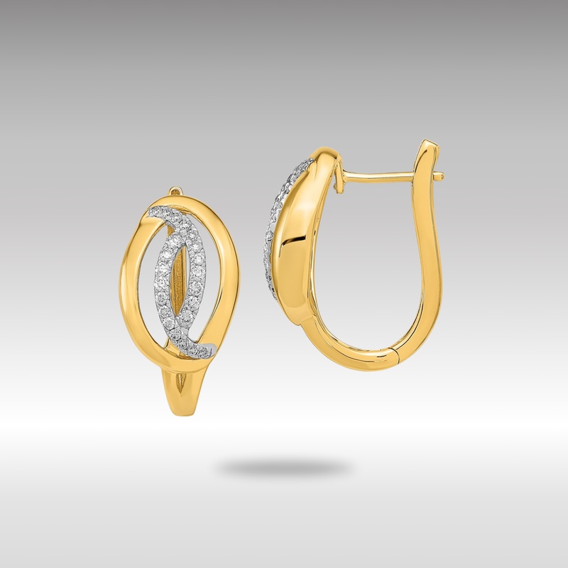 Gold Polished Diamond Oval Hinged Hoop Earrings – Model EM6891-032-YA