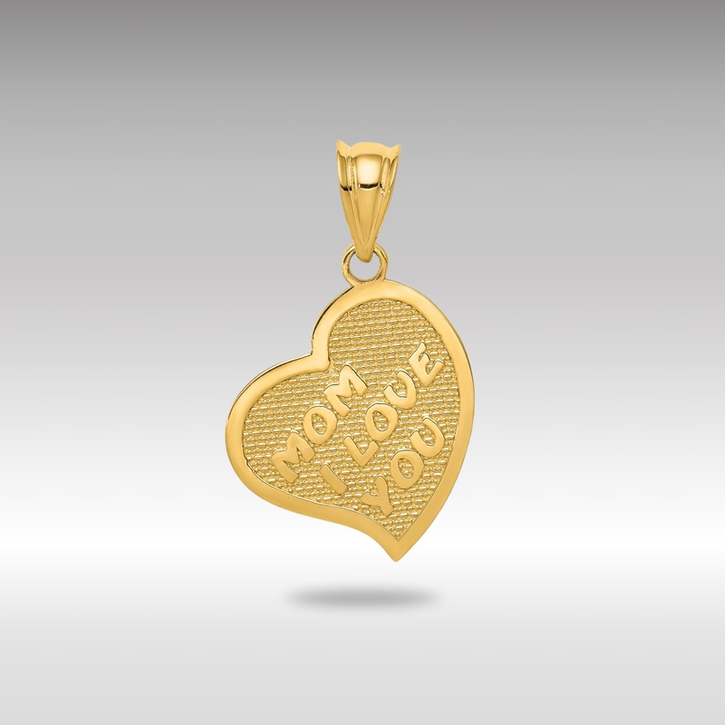 Gold Polished Mom I Love You/Cross Reversible Heart Pendant – Model K5890