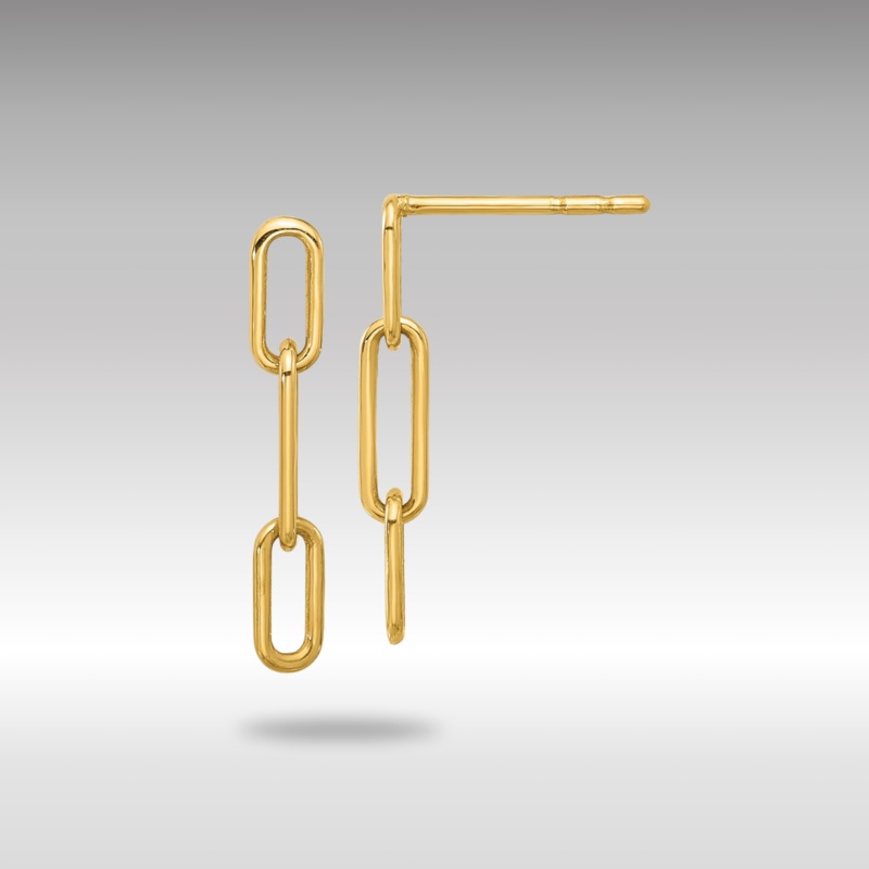 Gold Polished Open Link Post Dangle Earrings Model-YE2177