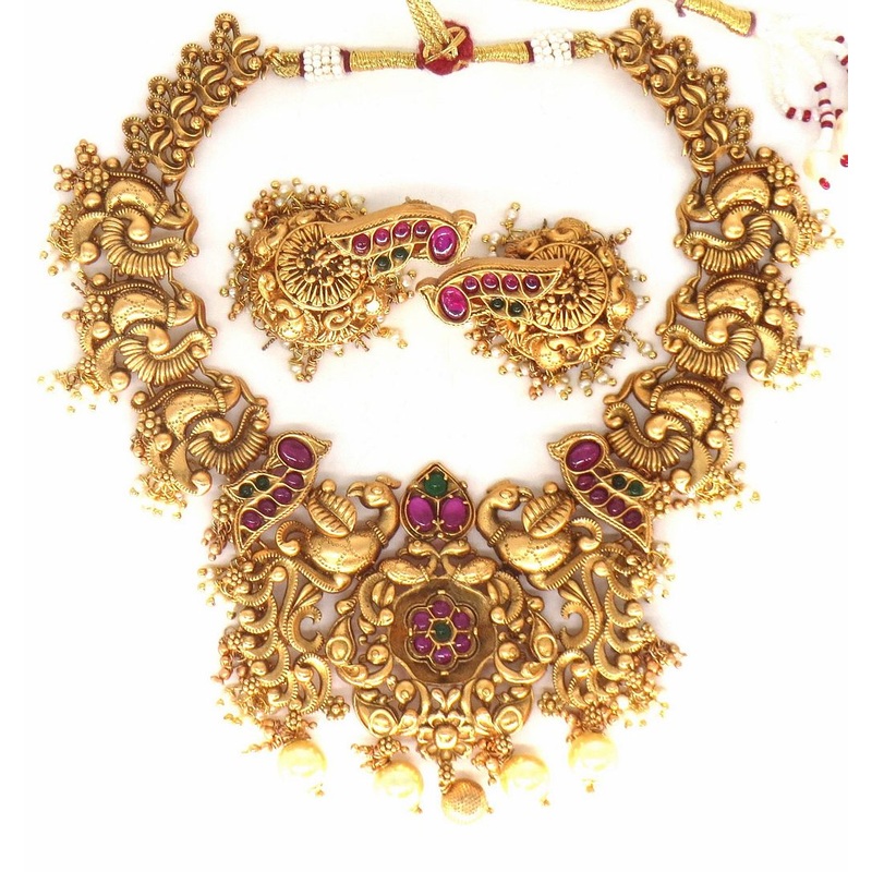 Jewelshingar Jewellery Fine Antique Polki Kundan Gold Plated Multi Colour Necklace For Women ( 61258AST )