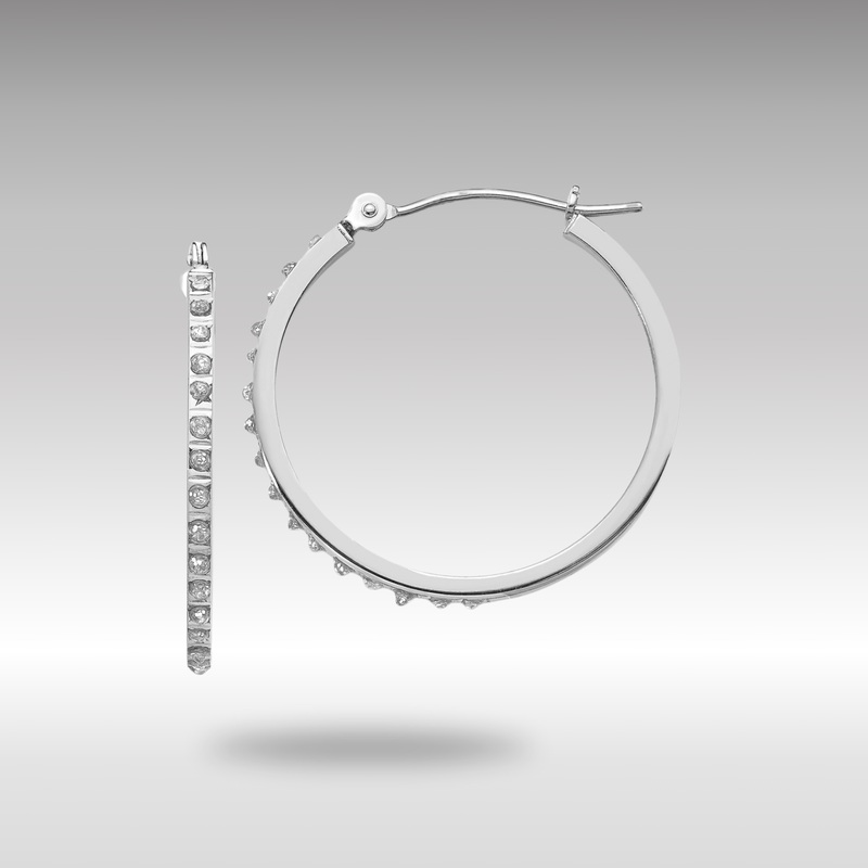 White Gold Diamond Fascination Round Hinged Hoop Earrings – Model DF145