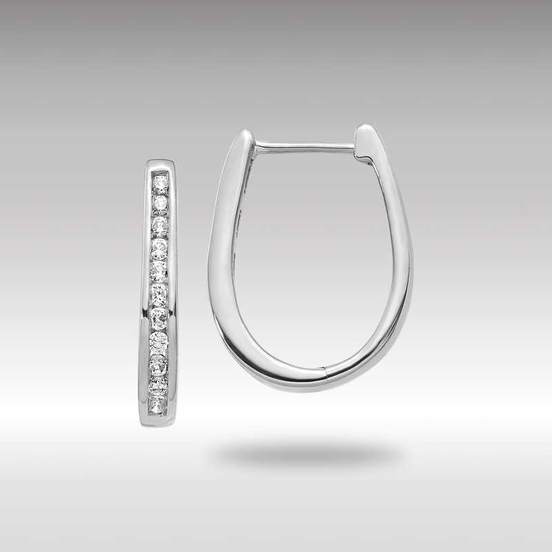 White Gold Diamond Oval Hinged Hoop Earrings – Model EM5369-050-WA