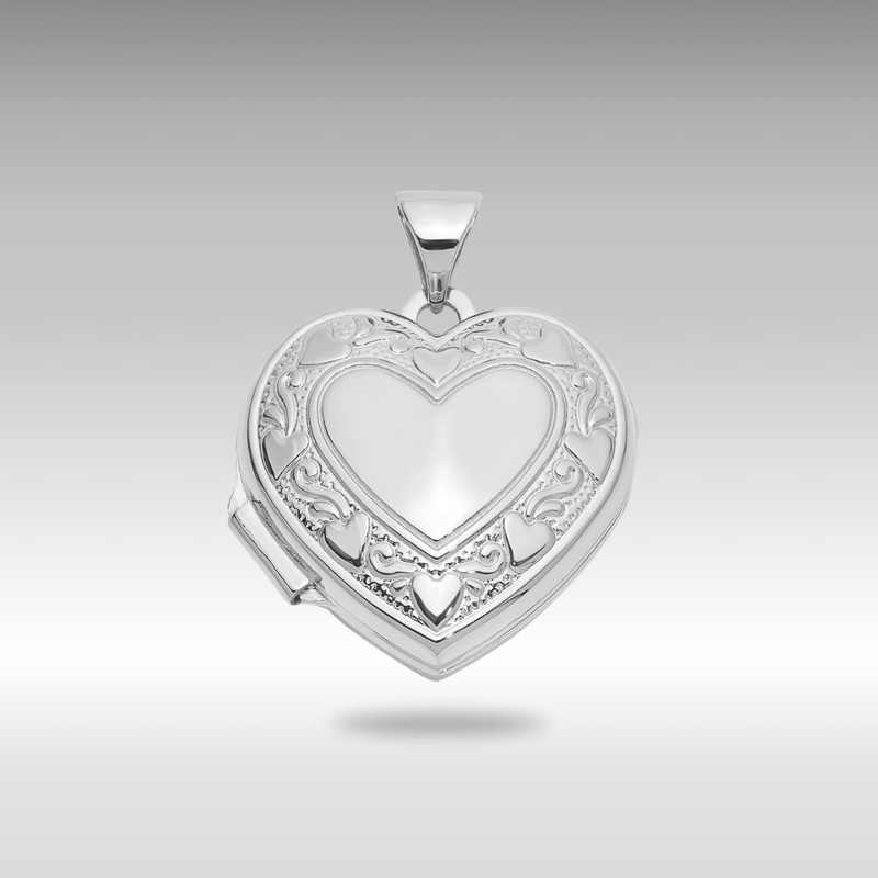 White Gold Heart Border 18mm Love you Reversible Heart Locket – Model XL857W