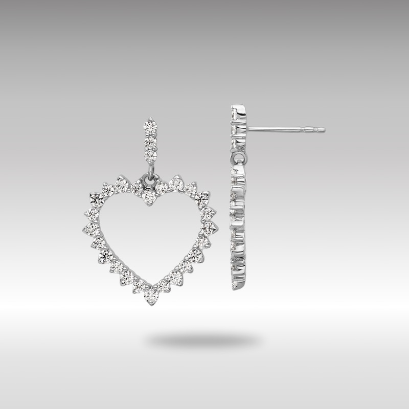White Gold Lab Grown VS/SI FGH Dia Open Heart Post Dangle Earrings – Model EM10207-099-WLG