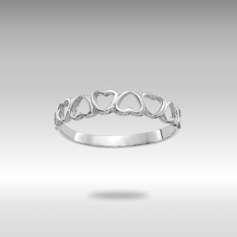White Gold Polished Hearts Ring Model-K3900W