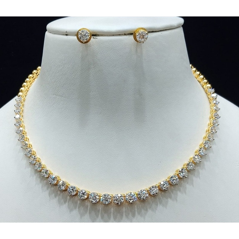 Zircon Necklace By  Colour Clear, Plating Gold CSNA4408