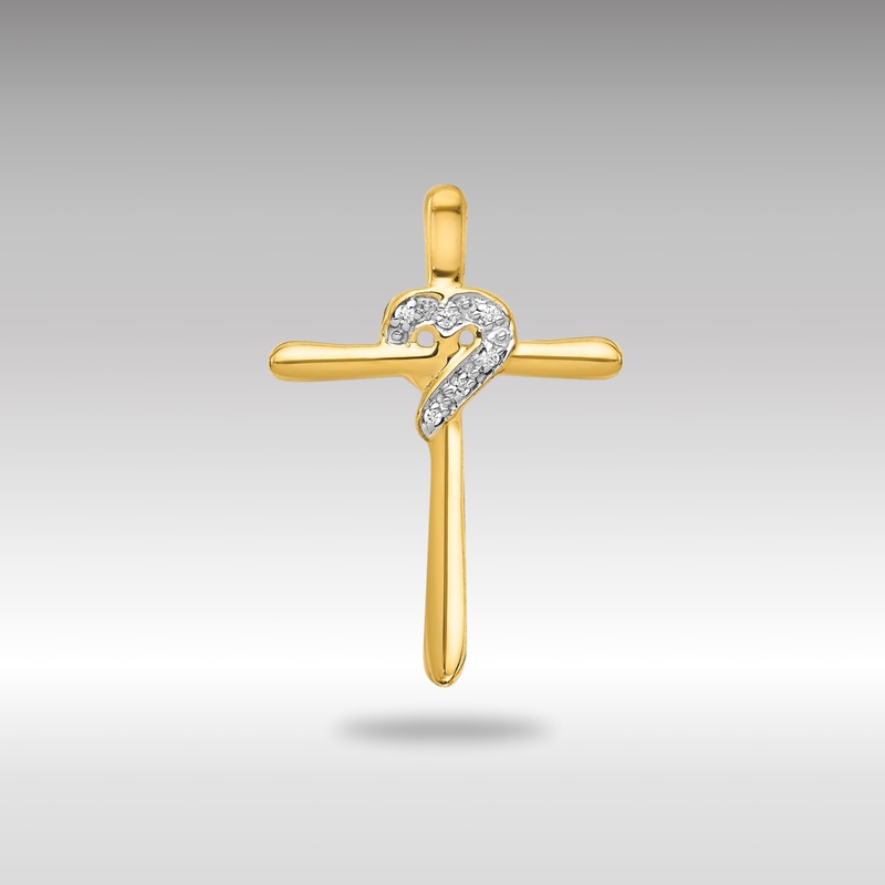 Gold 0.02ct. Diamond Heart Medium Cross Chain Slide Pendant – Model PM4994-002-YA