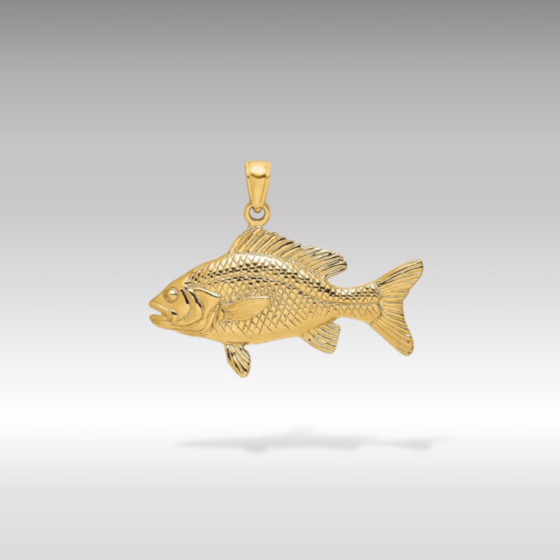 Gold 3D Large Red Snapper Fish Pendant