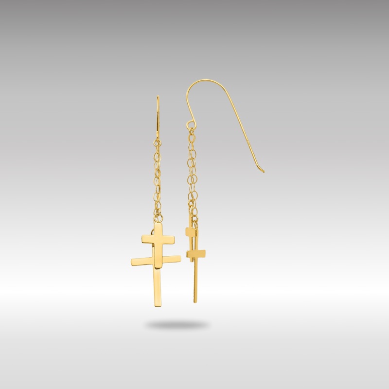 Gold Chain Dangle Cross Shepherd Hook Earrings – Model H1089