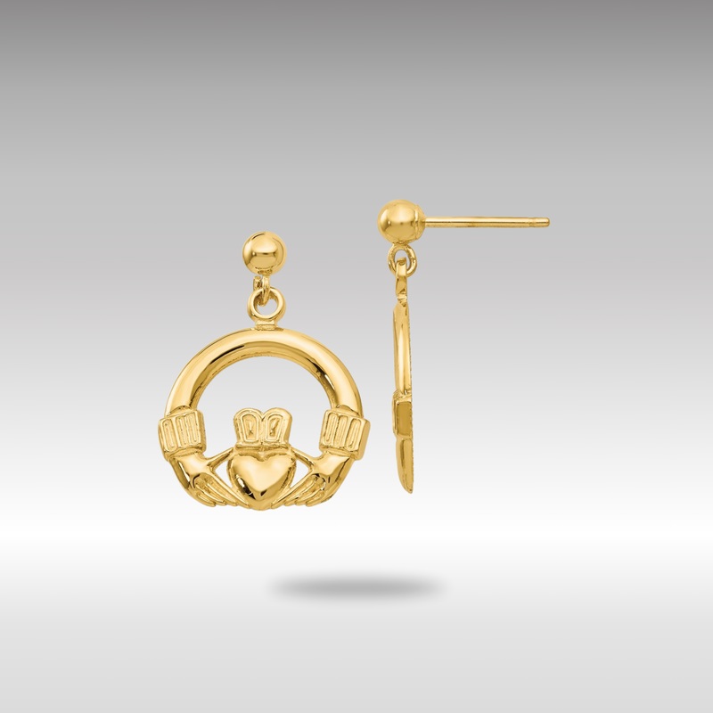 Gold Dangling Claddagh Post Earrings – Model S1117