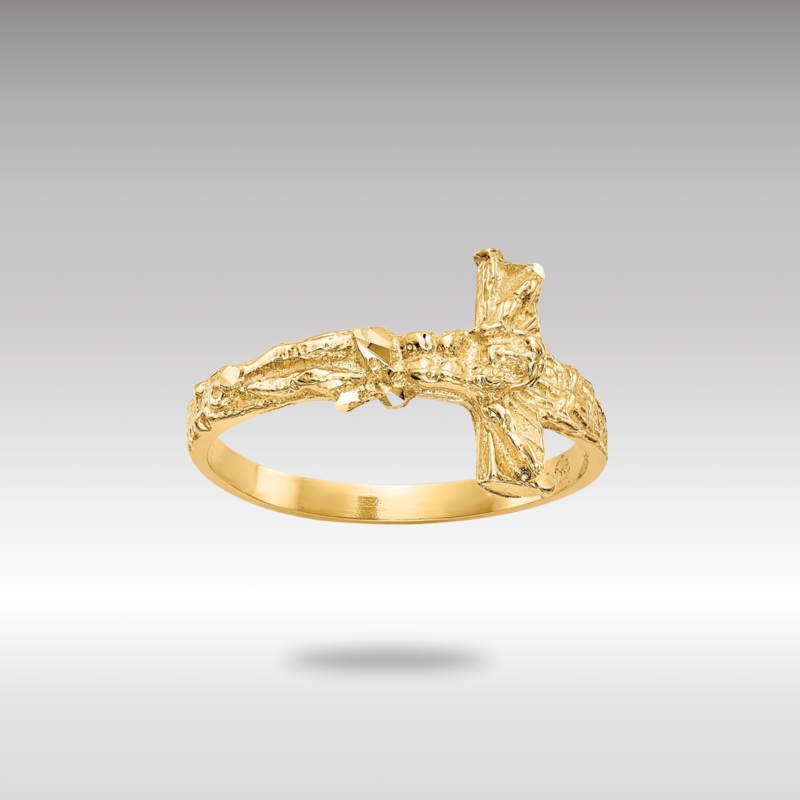 Gold Diamond-cut Crucifix Ring Model-K3968
