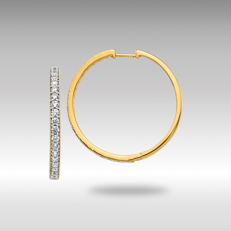 Gold Diamond Milgrain Hinged Hoop Earrings – Model EM4286-200-YA