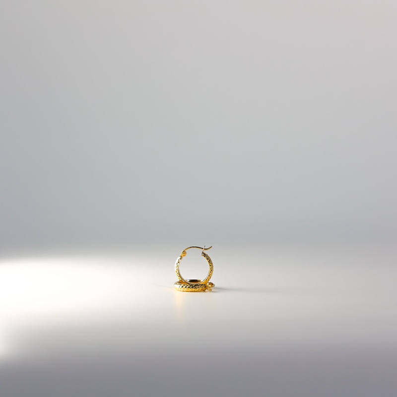 Gold Huggie Hoop Earrings Diamond Cut 15MM Wide – Model 0074