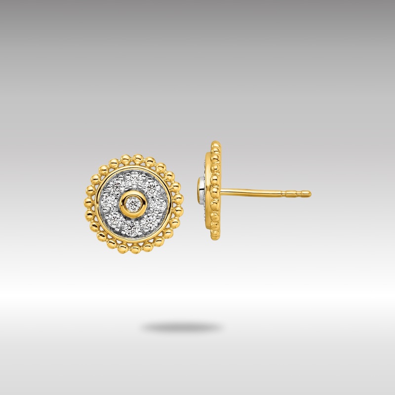 Gold Lab Grown Diamond VS/SI FGH Circle Post Earrings – Model EM9124-033-YLG
