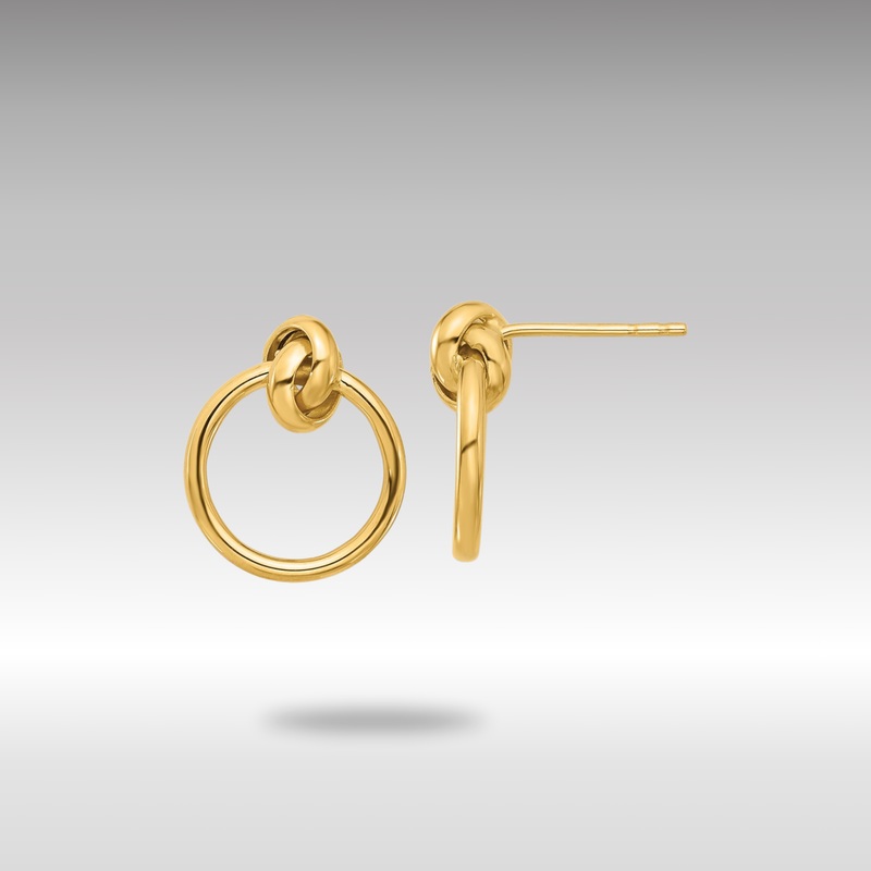 Gold Leslie’s 14K Polished Knot Circle Drop Post Earrings – Model LE2323