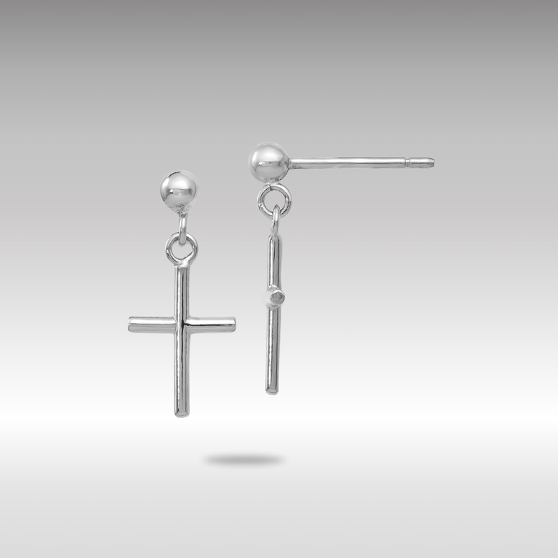 Gold Leslie’s 14K White Gold Cross Post Drop Earrings – Model LE1723