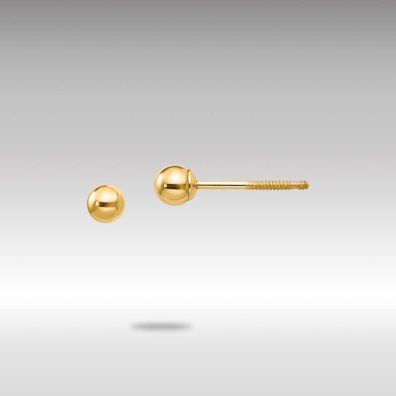 Gold Madi K 3mm Ball Push On and Screw Off Screwback Earrings – Model GK241