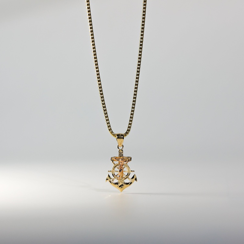 Gold Medium Mariner Anchor Crucifix Pendant – Model 1205