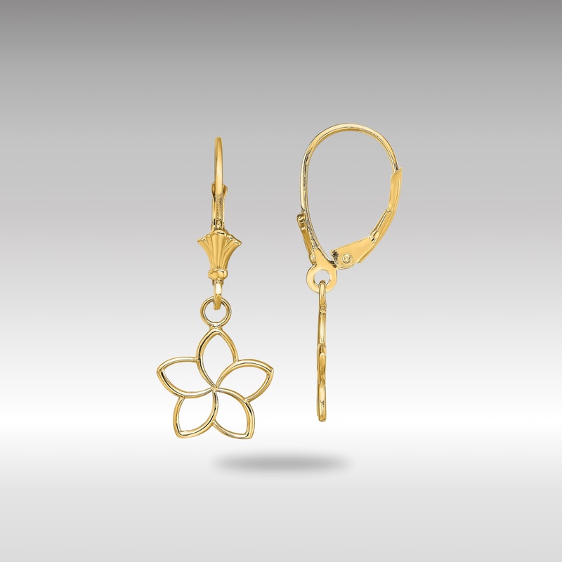 Gold Polished Cut-Out Flower Leverback Earrings – Model TF1780
