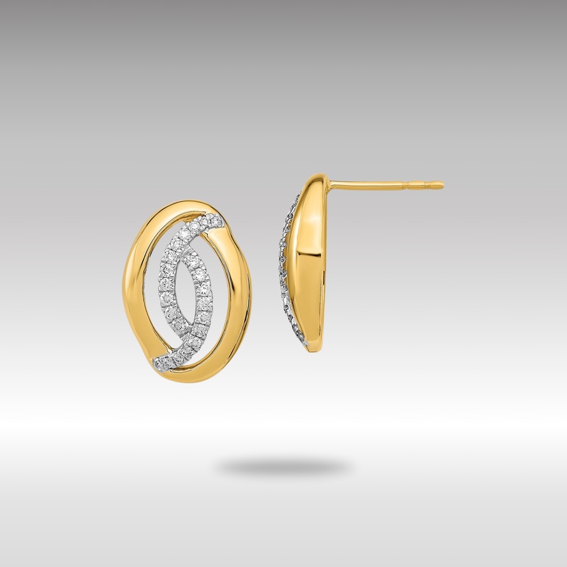 Gold Polished Diamond Oval Post Earrings – Model EM6890-020-YA