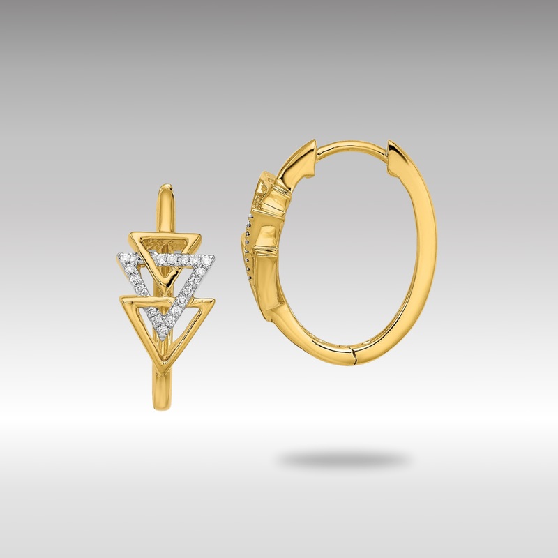 Gold Polished Triple Triangle Diamond Hinged Hoop Earrings – Model EM6834-011-YA