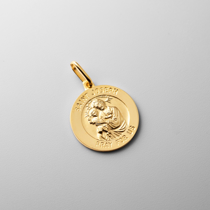 Gold St. Joseph Medal Large Solid Pendant – Model 0274