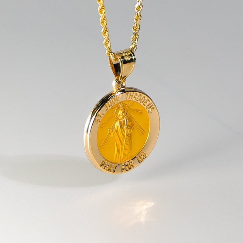 Gold St. Jude Round Hollow Medal Pendant – Model 1246