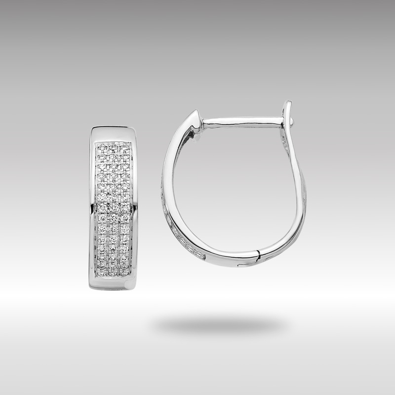 White Gold Diamond Hinged Oval Hoop Earrings – Model EM5379-020-WA