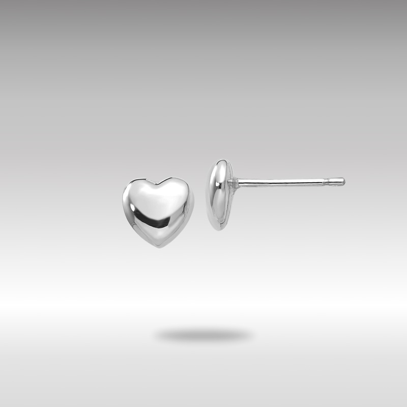 White Gold Heart Post Stud Earrings – Model YE300W