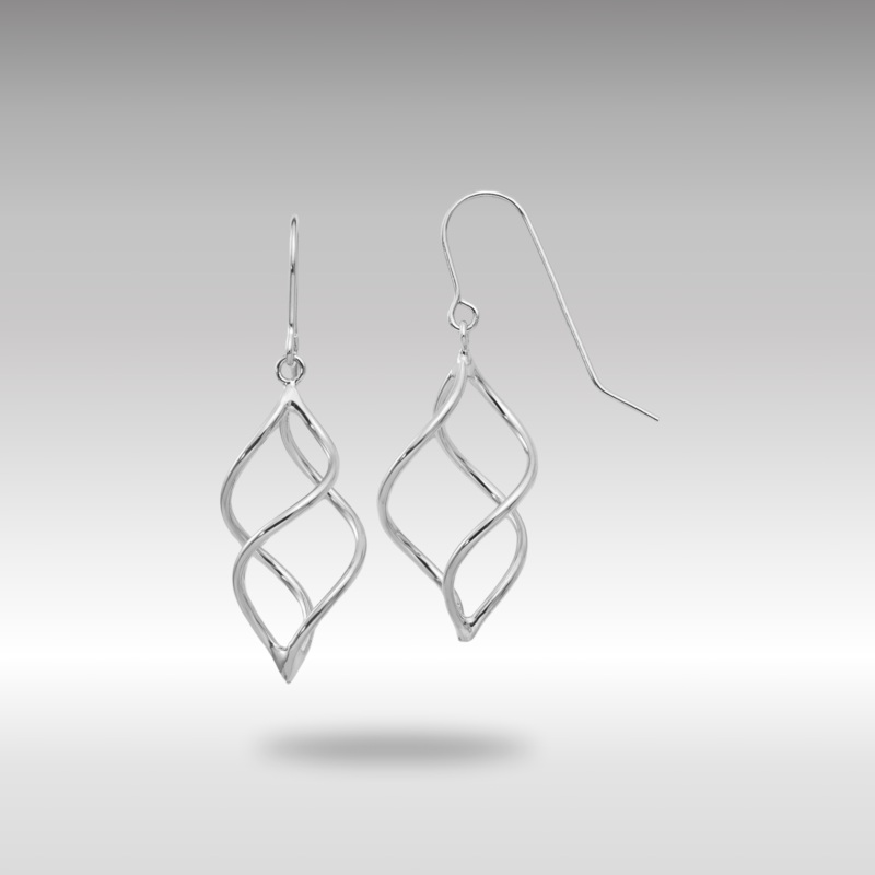 White Gold Polished Short Twisted Dangle Earrings Model-TL831