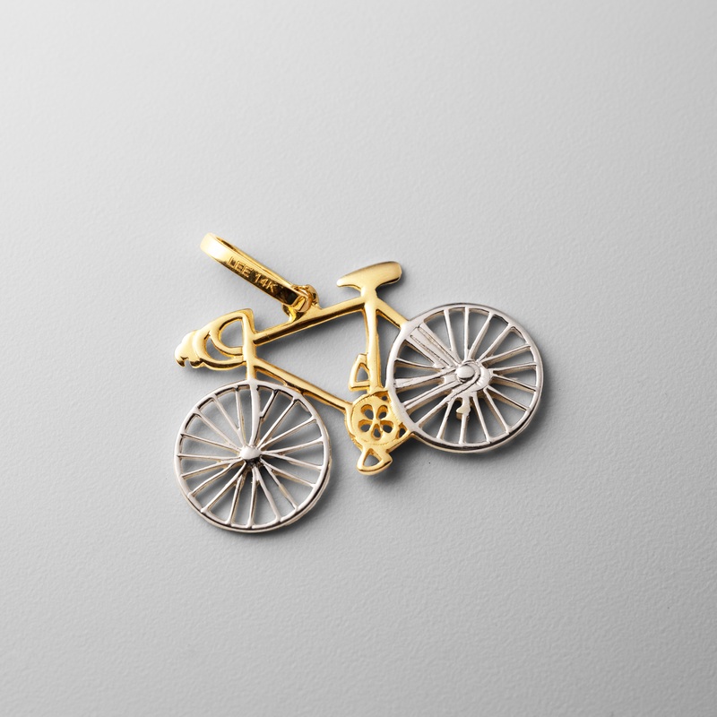 Yellow And White Gold Bicycle Pendant – Model 2328