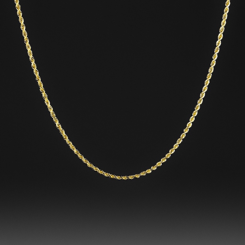 1.5mm Gold Diamond Cut Solid Rope Chain – Model 0390