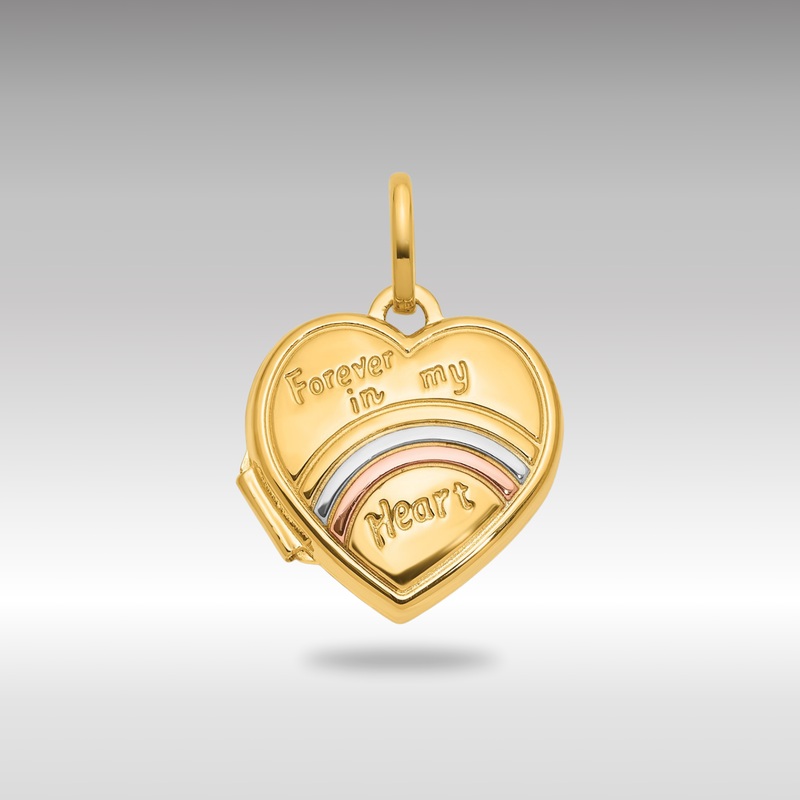 Gold 15mm “FOREVER IN MY HEART” Heart Locket Pendant – Model XL854