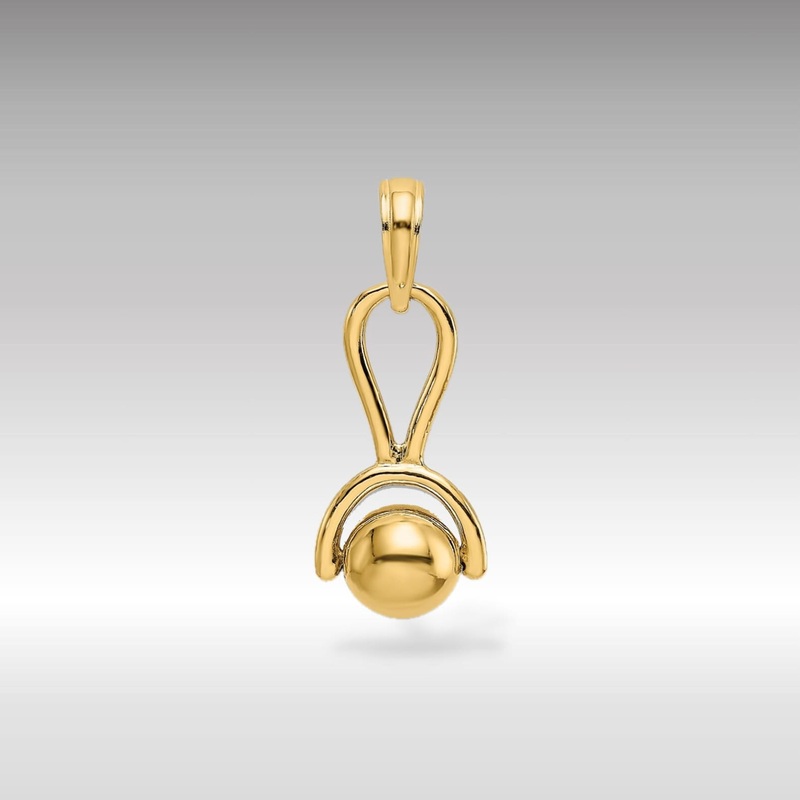 Gold 3D Baby Rattle Pendant with Moveable Ball