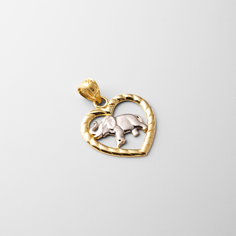 Gold Elephant Heart Pendant – Model 1622