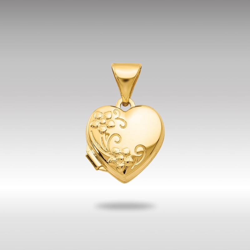 Gold Floral Small Heart Locket Pendant – Model XL62