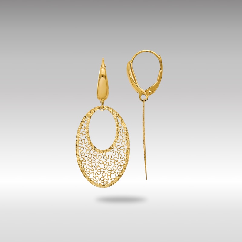 Gold Leslie’s 14K Polished and Textured Floral Leverback Earrings – Model LE1602