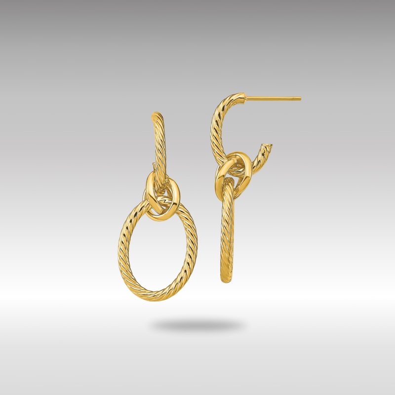 Gold Leslie’s 14K Polished Textured Post Dangle Earrings – Model LE2094
