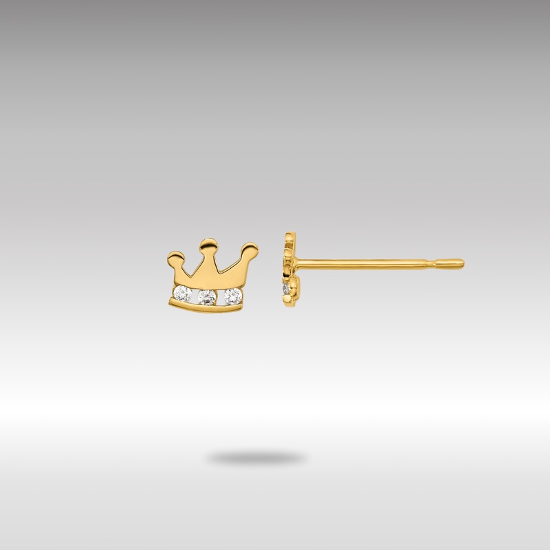 Gold Madi K Kids CZ Crown Post Earrings – Model GK962