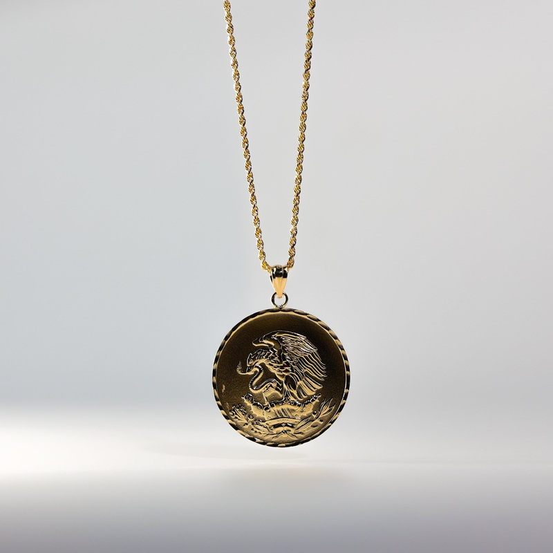 Gold Mexican Eagle Medallion Pendant – Model PT1607