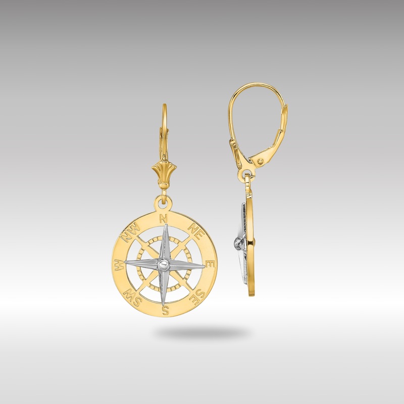 Gold Nautical Compass Leverback Earrings – Model TF1857